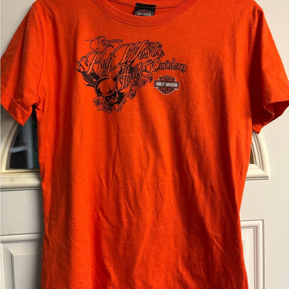 Harley-Davidson Orange Key West Skull Graphic Short Sleeve Tee